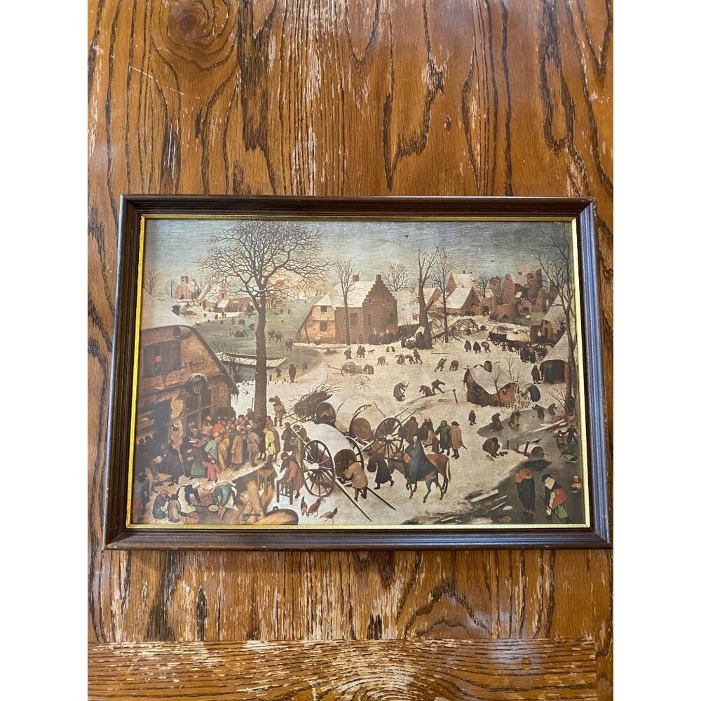 Vintage Framed Print Pieter Bruegel The Census At Bethlehem Dutch Fine Moody Win